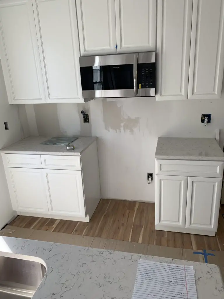 first floor kitchen renovation cabinets installed